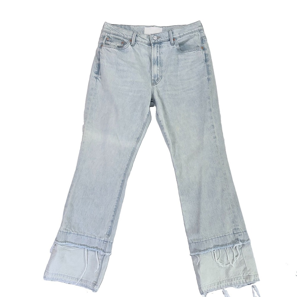 MOTHER The Insider Crop Step Fray Jeans 28 Light Wash Cropped Bootcut Excellent
